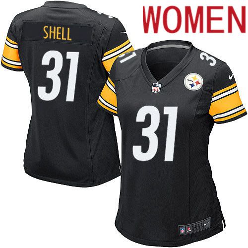 Women Pittsburgh Steelers 31 Donnie Shell Nike Black Game Player NFL Jersey
